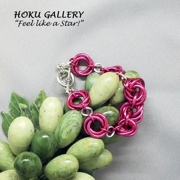 NWOT Chainmaille Bracelet!!  Mobius weave in Rose Anodized Aluminum Rings, 8" - Picture 5 of 10